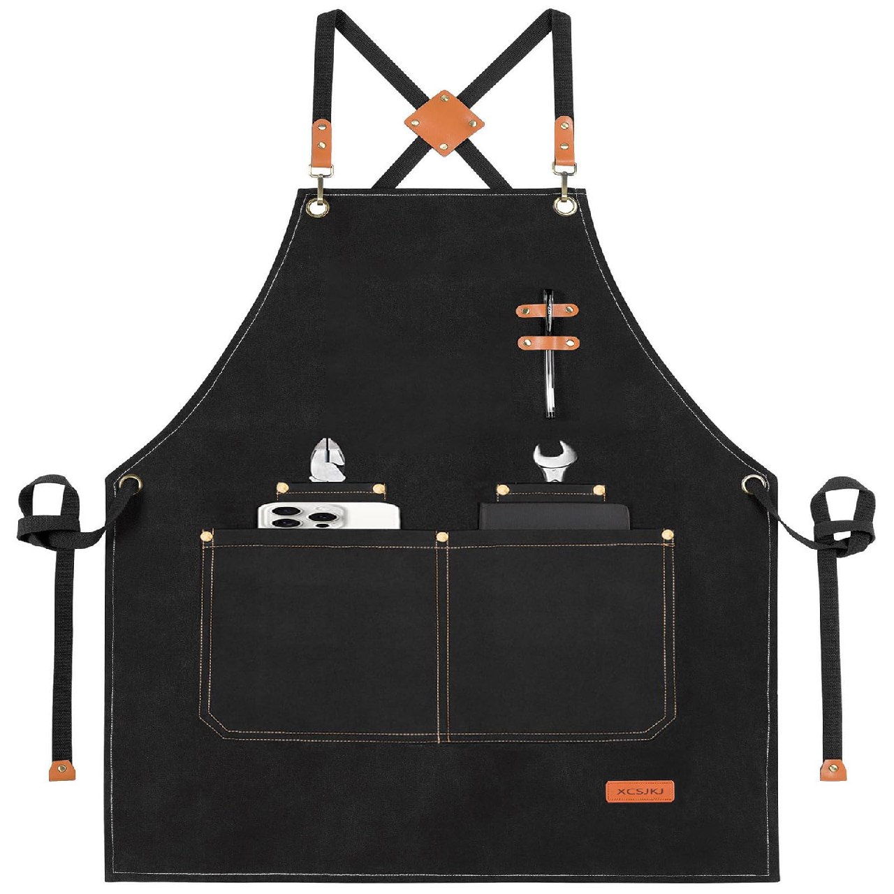 XCSJKJ Delantal de barbacoa para hombres con 4 bolsillos, ideal para barbacoa de cocina jardín b
