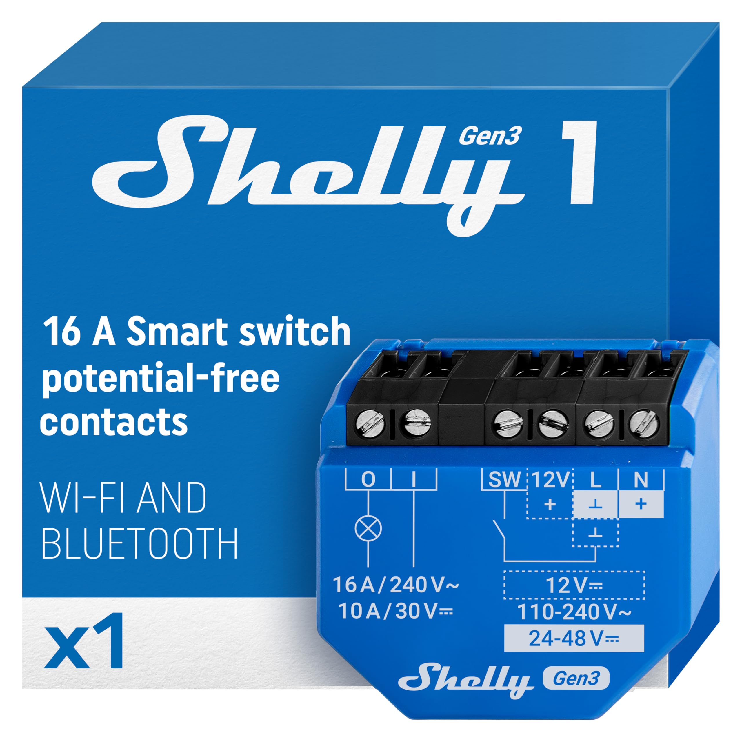 Shelly 1 Gen3 - Interruptor Relé Inteligente Con Contactos Secos, Wi-Fi Y Bluetooth, Control Rem