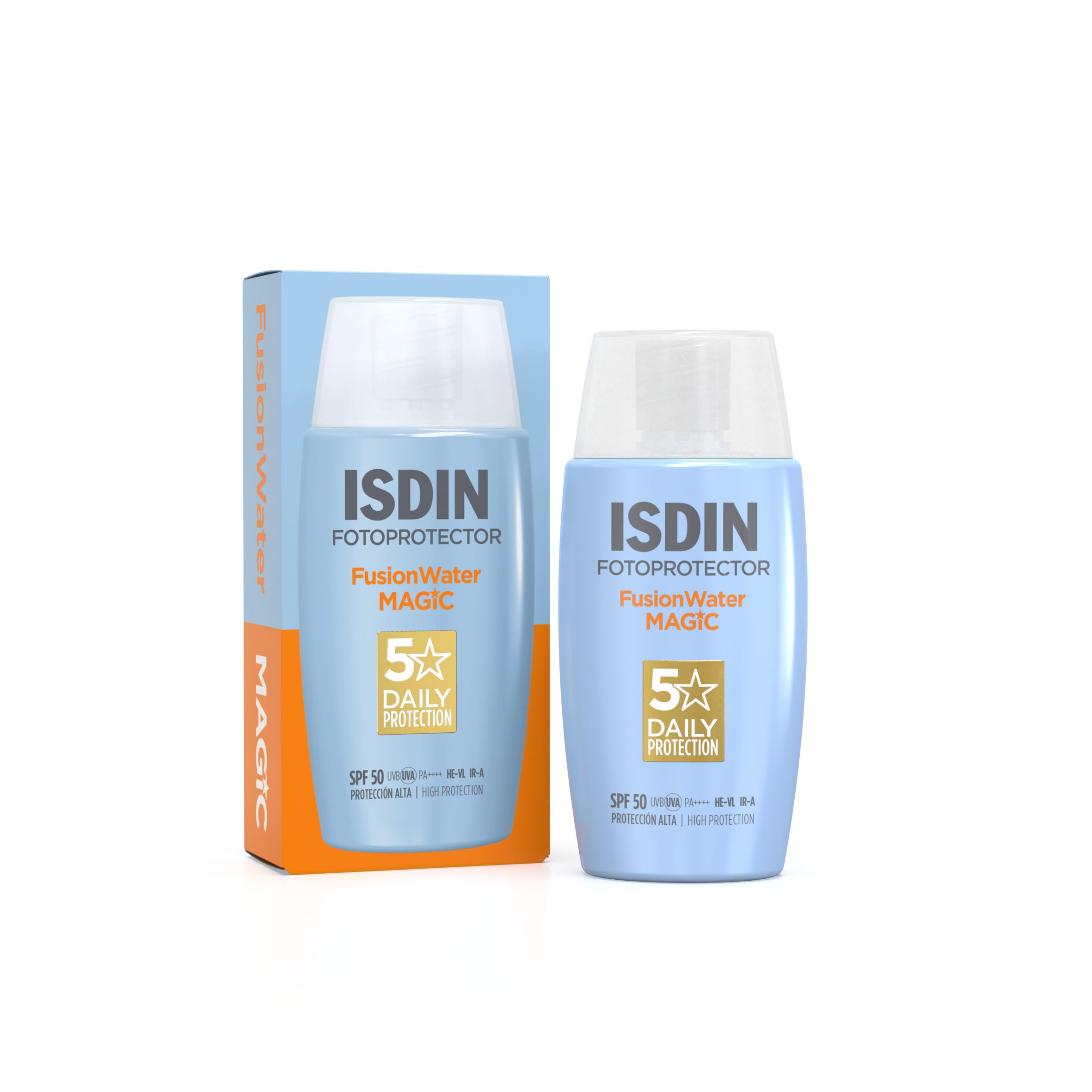 Isdin Fotoprotector Fusion Water Magic Spf 50, Protector Solar Facial De Uso Diario Ultraligero Y