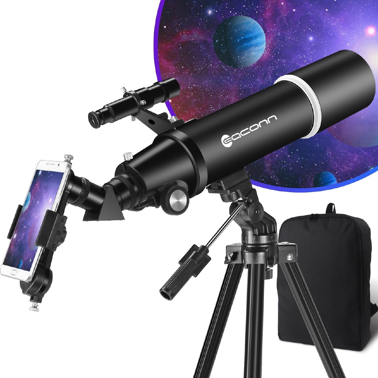 Telescopio de astronomía para Adultos, 80 mm de Apertura, 600 mm, portátil, para Principiantes