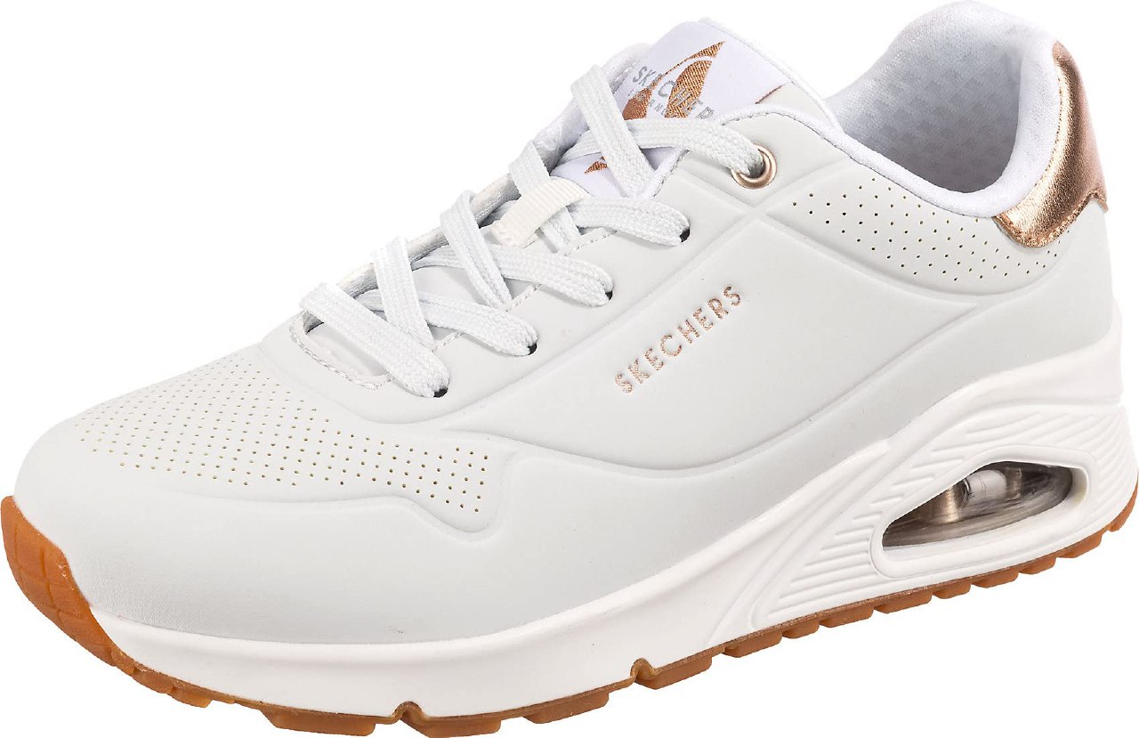 Skechers Mujer Uno Golden Air Trainers, White Durabuck/Mesh Trim, 36.5 EU