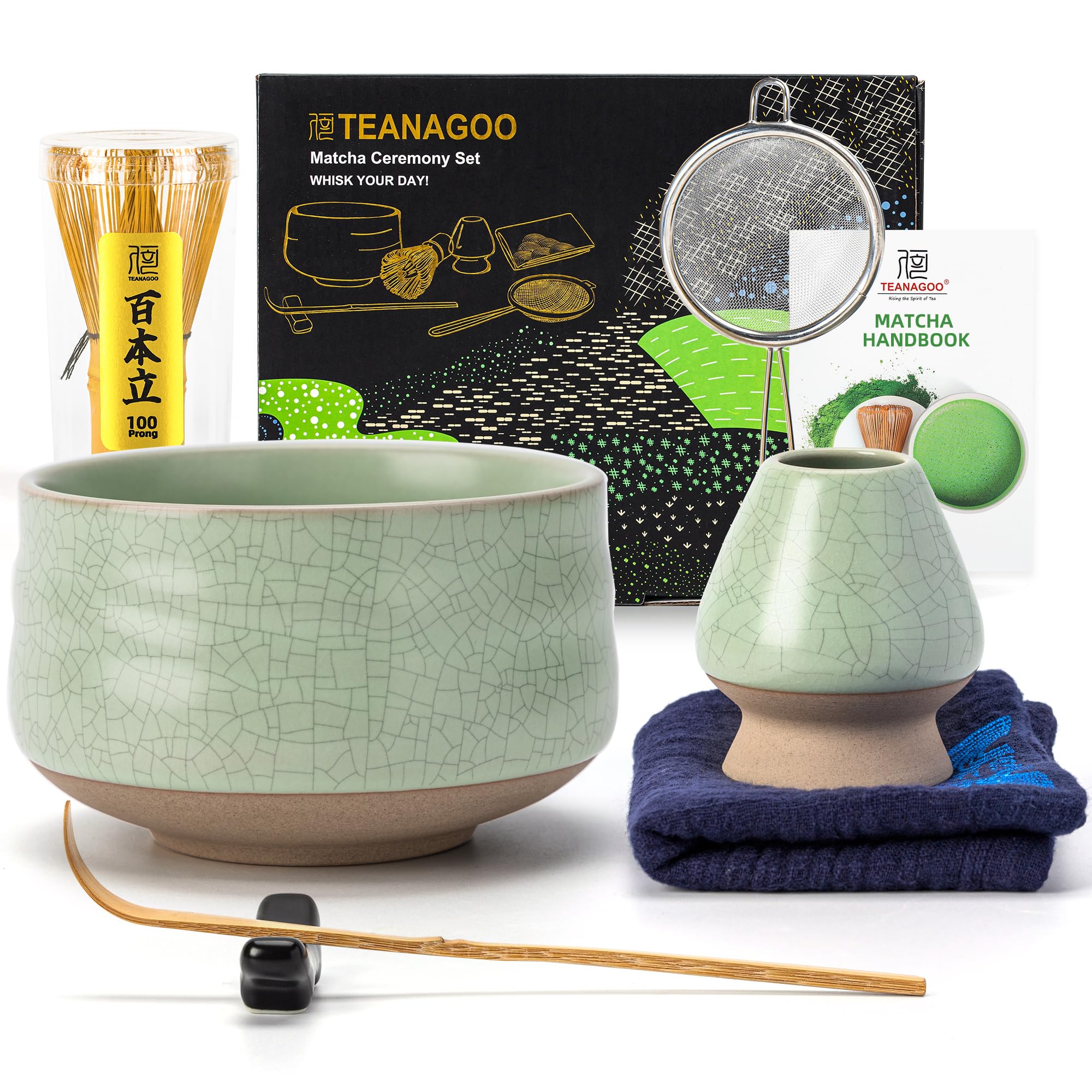 TEANAGOO Te Matcha Kit, Matcha Kit 7 piezas de Batidor con Pico Vertedor, Set de Regalo de para l