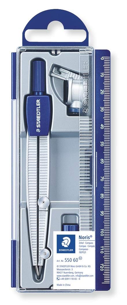 STAEDTLER Noris 550 Set compás escolar – Ø 30 cm, adaptador universal
