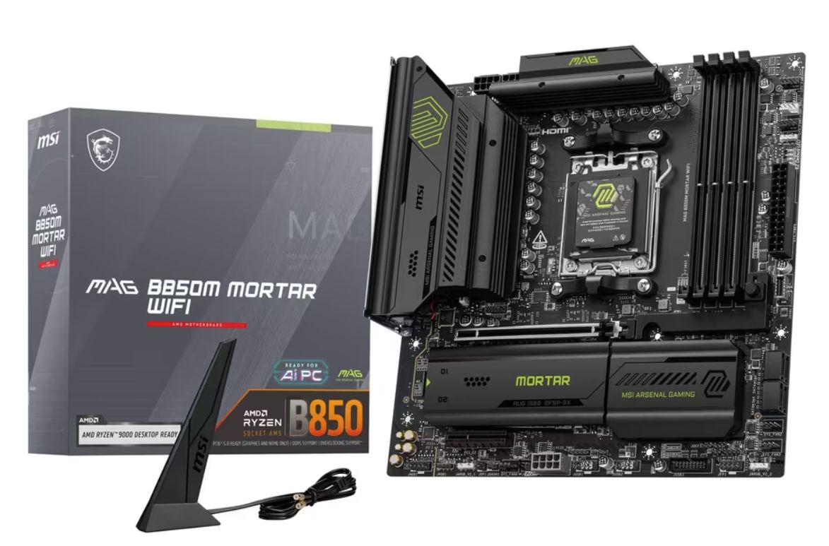 MSI mag B850M Mortar WiFi - Placa Base Compatible con AMD Ryzen 9000/8000 / 7000 Series, DDR