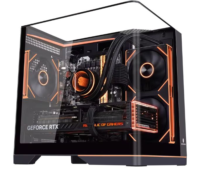 WJCOOLMAN AITO Mini MATX PC - Carcasita con luz RGB y cristal curvo