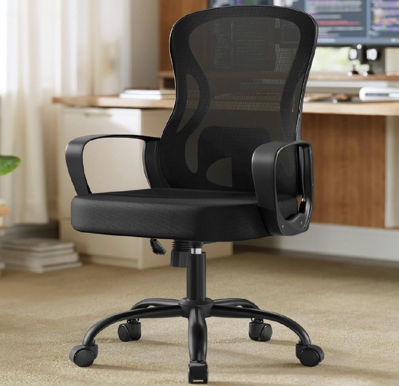 SONGMICS Silla de Oficina Ergonómica, de Escritorio Giratoria de Malla con Soporte Lumbar, Repos