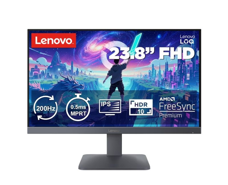 Lenovo LOQ 24-10 Monitor Gaming FHD 23.8" IPS. Panel IPS 200 Hz / 0,5 ms MPRT co