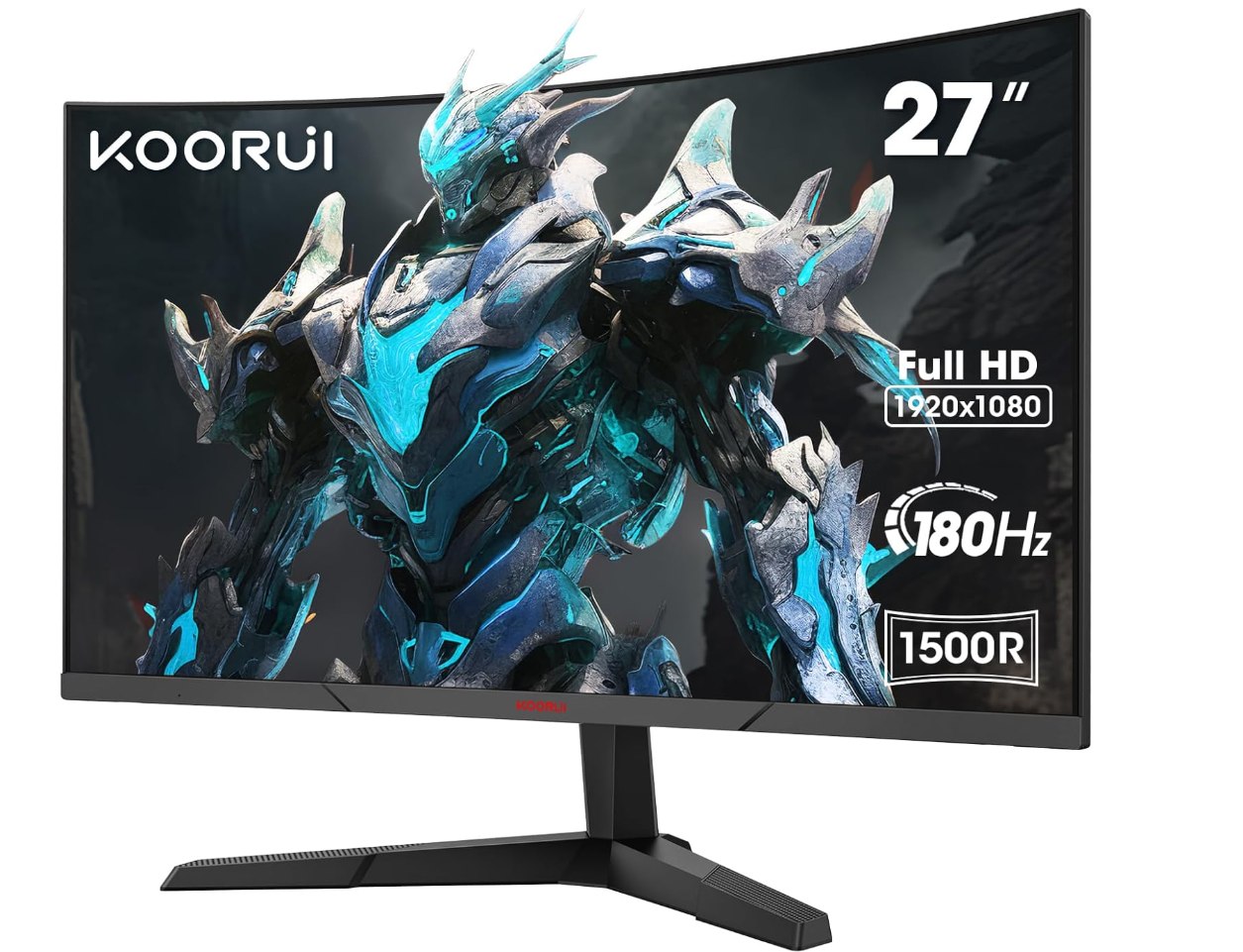 Koorui Monitor Gaming Curvo 27" Va FHD 180Hz. Panel Va 1500R, 180Hz, 4Ms, Contra