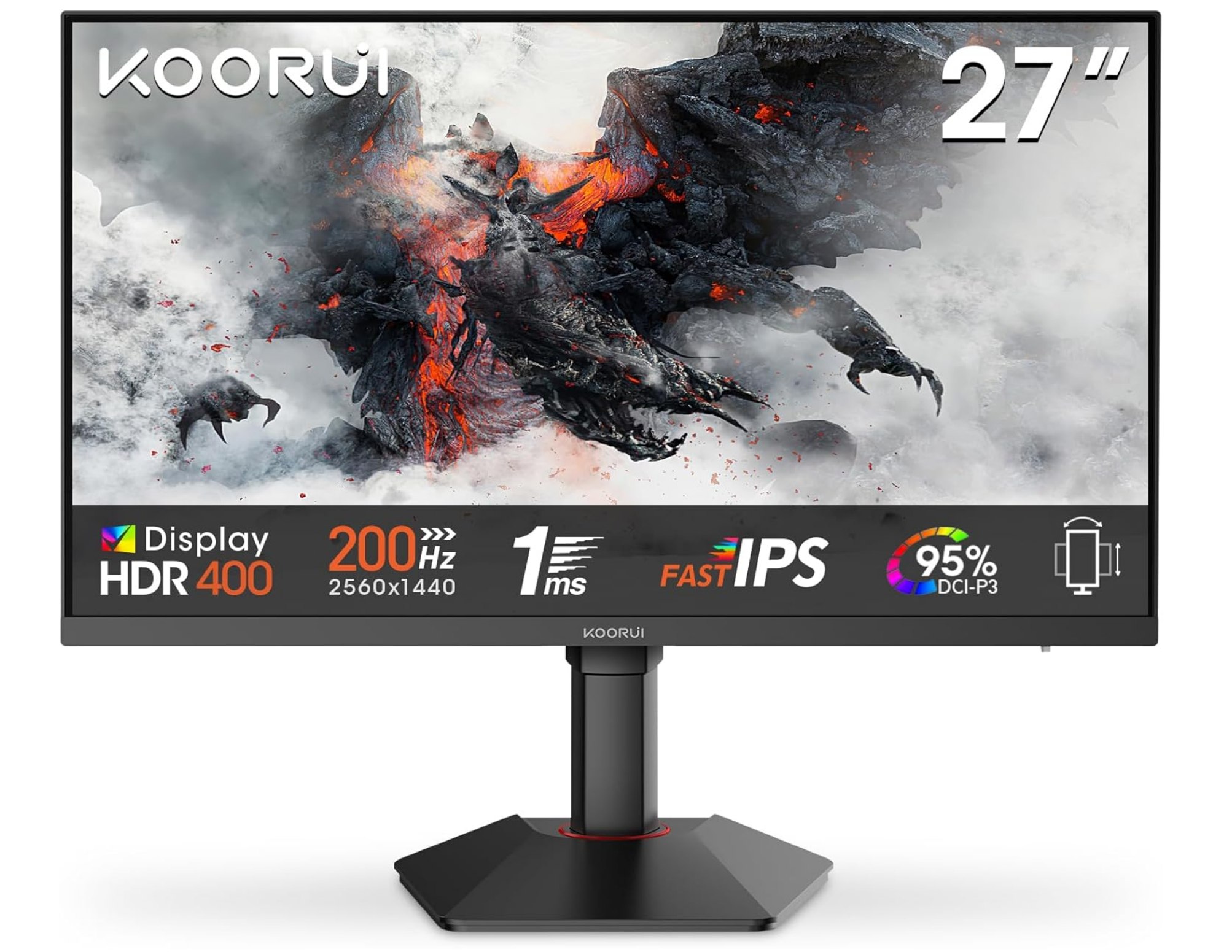 Koorui G2722P Monitor Gaming 27 Pulgadas Qhd 200 Hz. Panel Fast Ips Qhd De 27" C