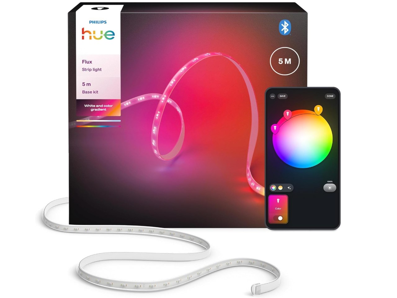 Philips Hue Flux Tira LED Inteligente RGBWWIC 5 m. 2000 lm, tecnología Chromasy