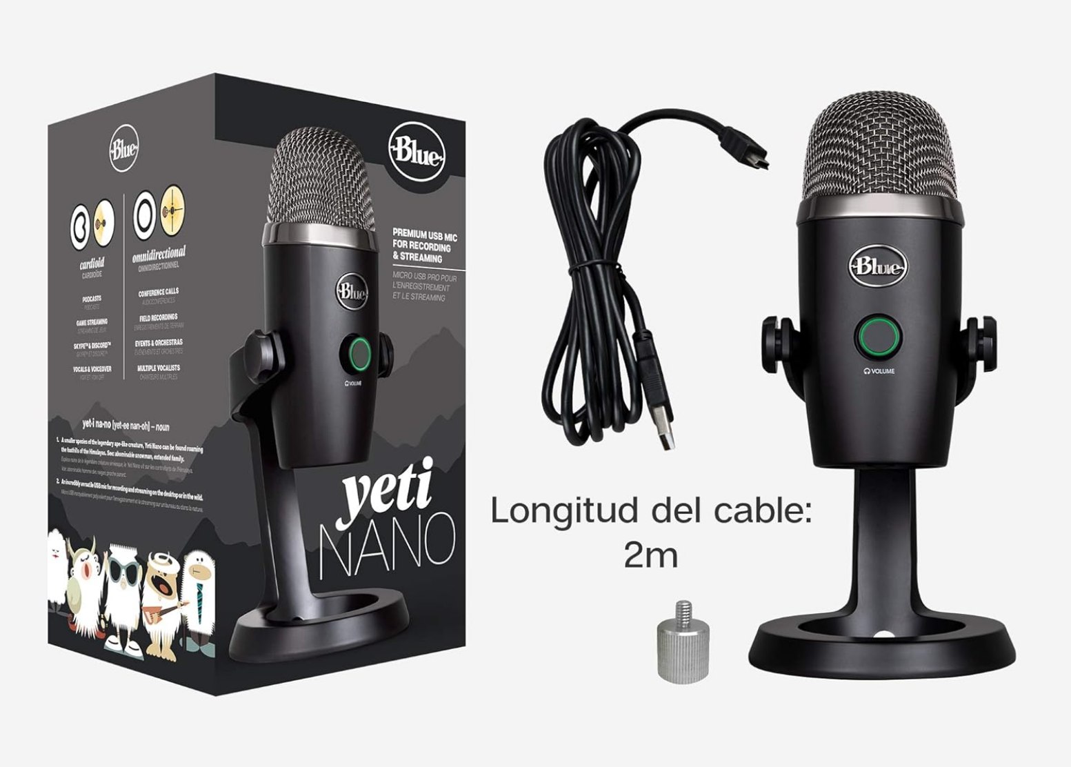 Últimos Minutos Logitech Blue Yeti Nano Micrófono USB Condensador. Patrones