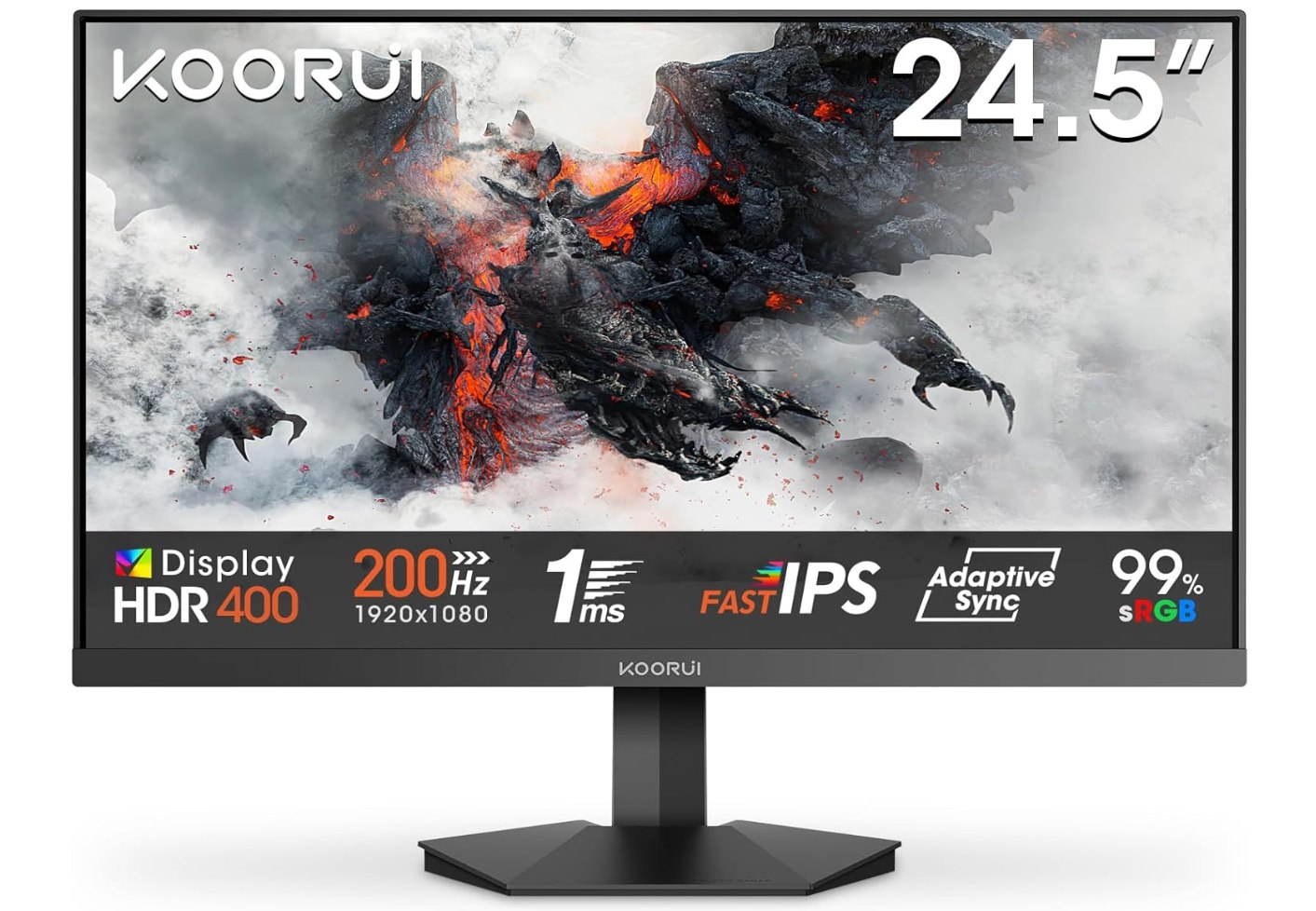 Koorui G2511P Monitor Gaming 24.5'' FHD Ips 200Hz. Panel Ips FHD 1920×1080, 200