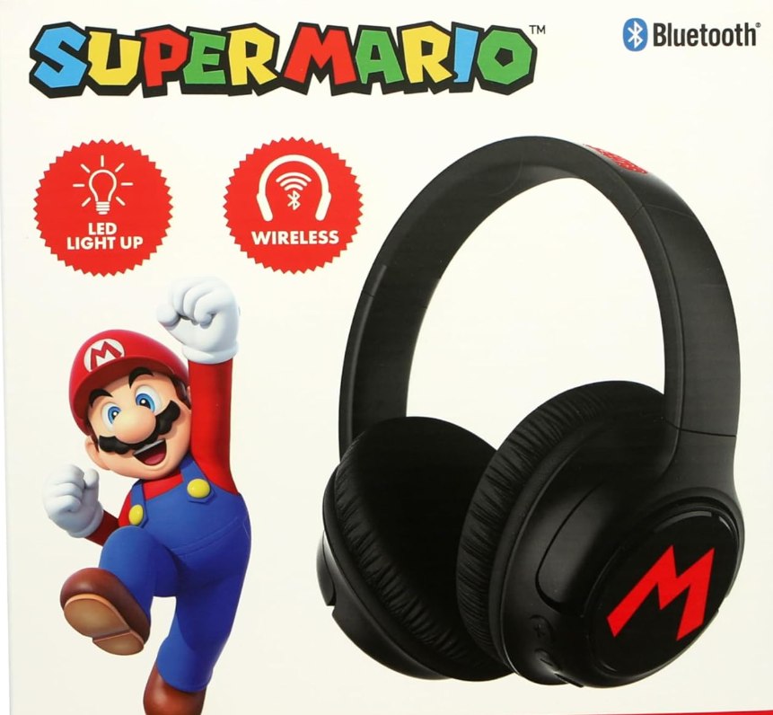 OTL Technologies Auriculares Inalámbricos Plegables Super Mario con Luz LED. Bl