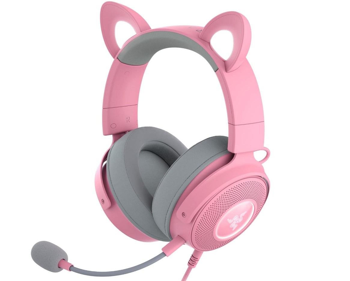Razer Kraken Kitty V2 Pro Auriculares Gaming RGB con Cable Rosa. 3 orejas interc