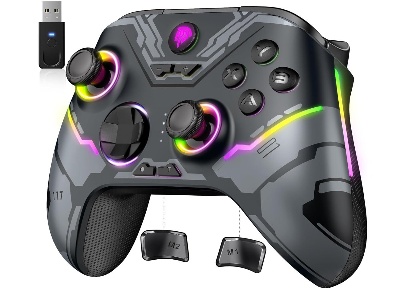 EasySMX X15 Mando Inalámbrico PC con RGB. Joysticks y gatillos Hall para mayor