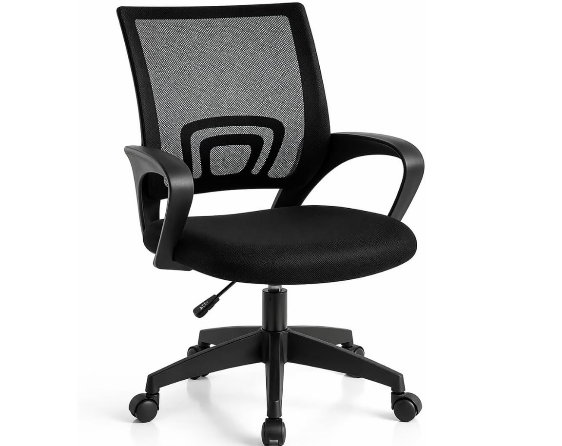 T-LoVendo Silla de Oficina Ergonómica Negra. Respaldo de malla transpirable con