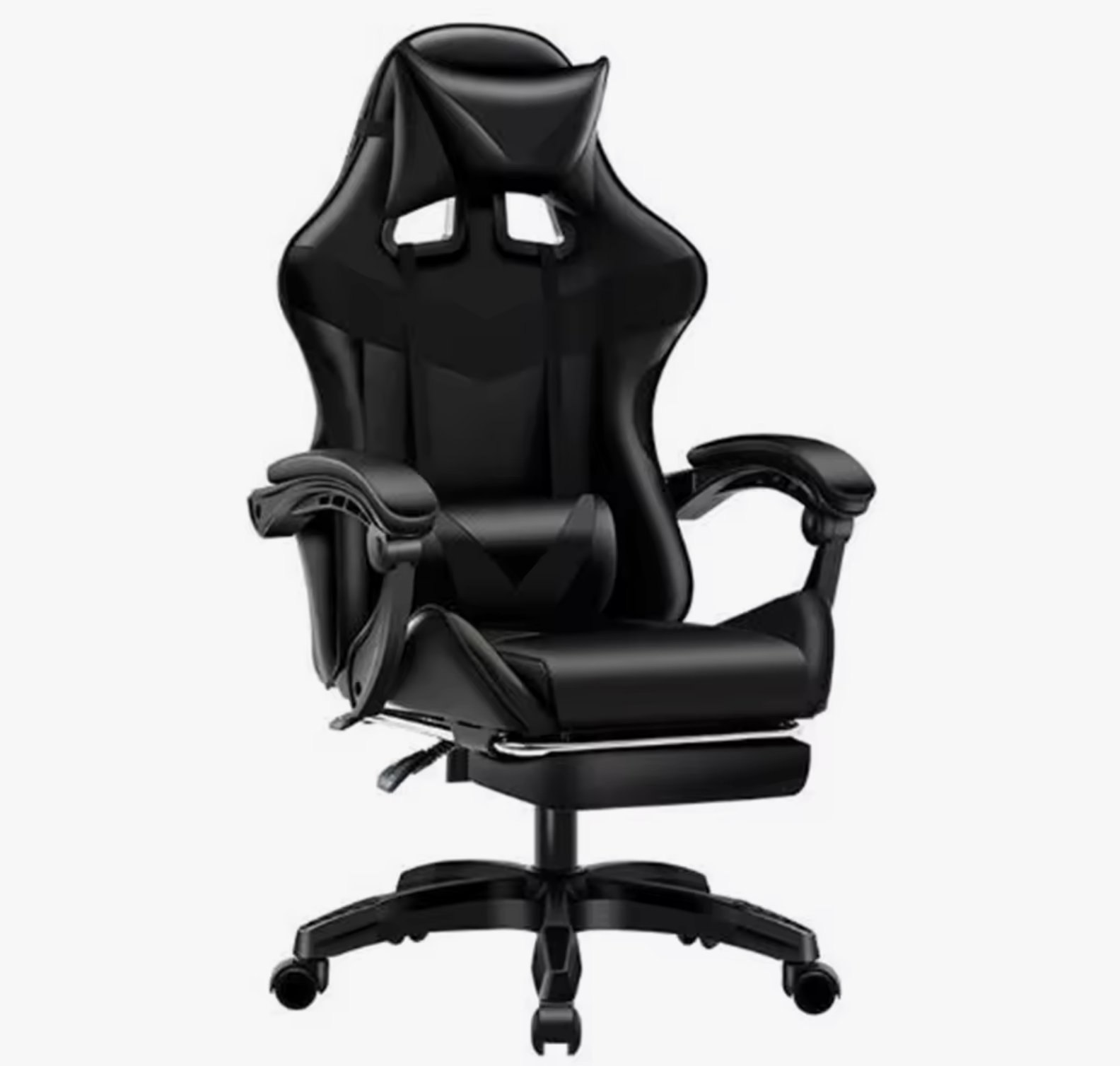 Silla Gaming con Reposapiés y Soporte Lumbar. Tapizado en cuero sintético PVC