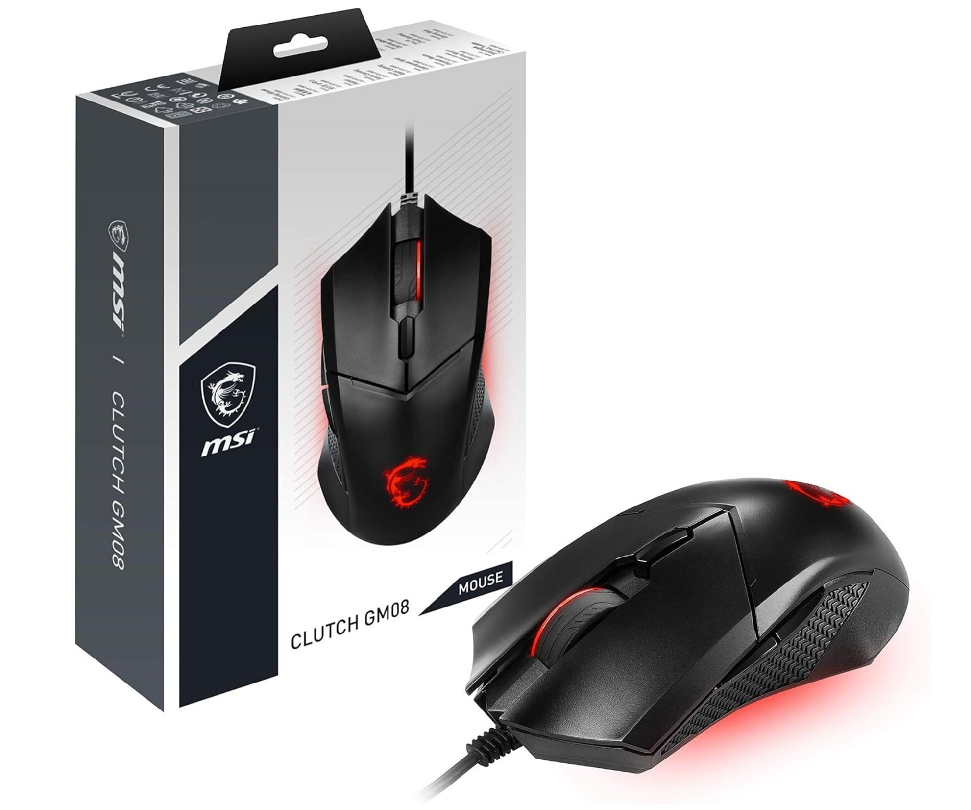 MSI Clutch GM08 Ratón Gaming Ambidiestro. Sensor óptico ajustable hasta 4200 D