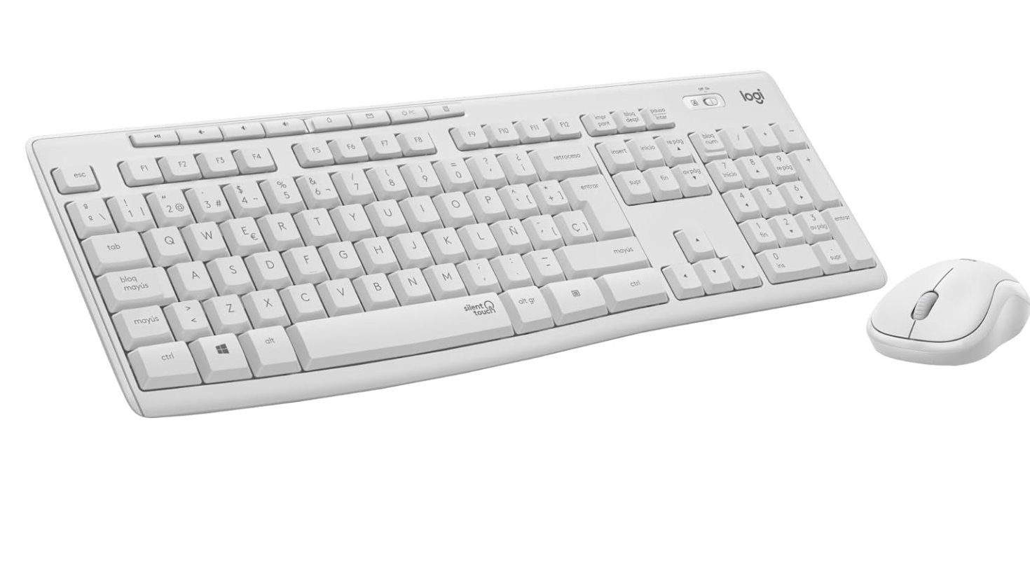 Logitech MK295 Teclado y Ratón Inalámbricos Blanco. Tecnología SilentTouch co
