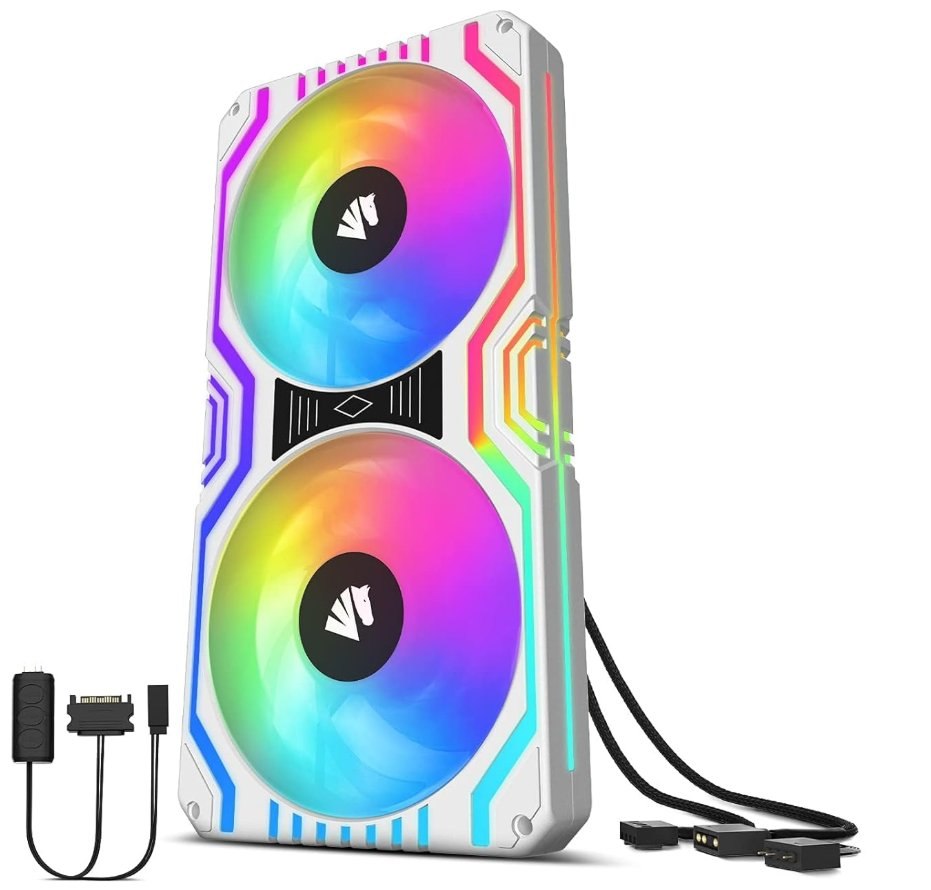 Asiahorse 2X120Mm Argb Kit Ventiladores PC. 48 LED Argb Direccionables, Control