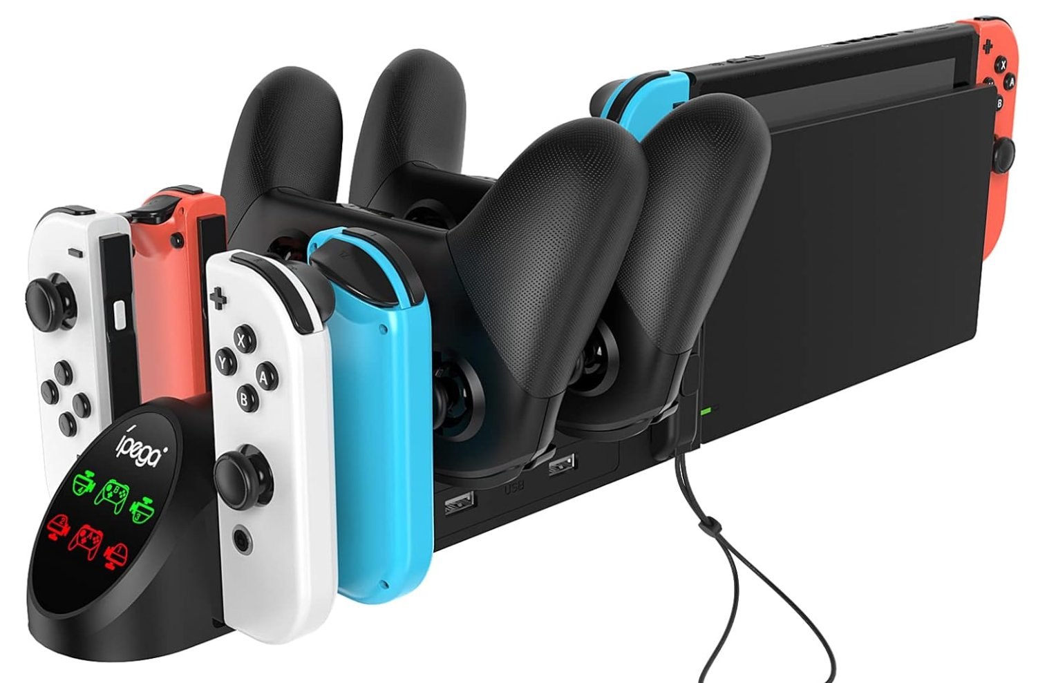 Fyoung Estación de Carga Switch Joy-Con y Pro. Carga simultánea de 2 mandos Pr