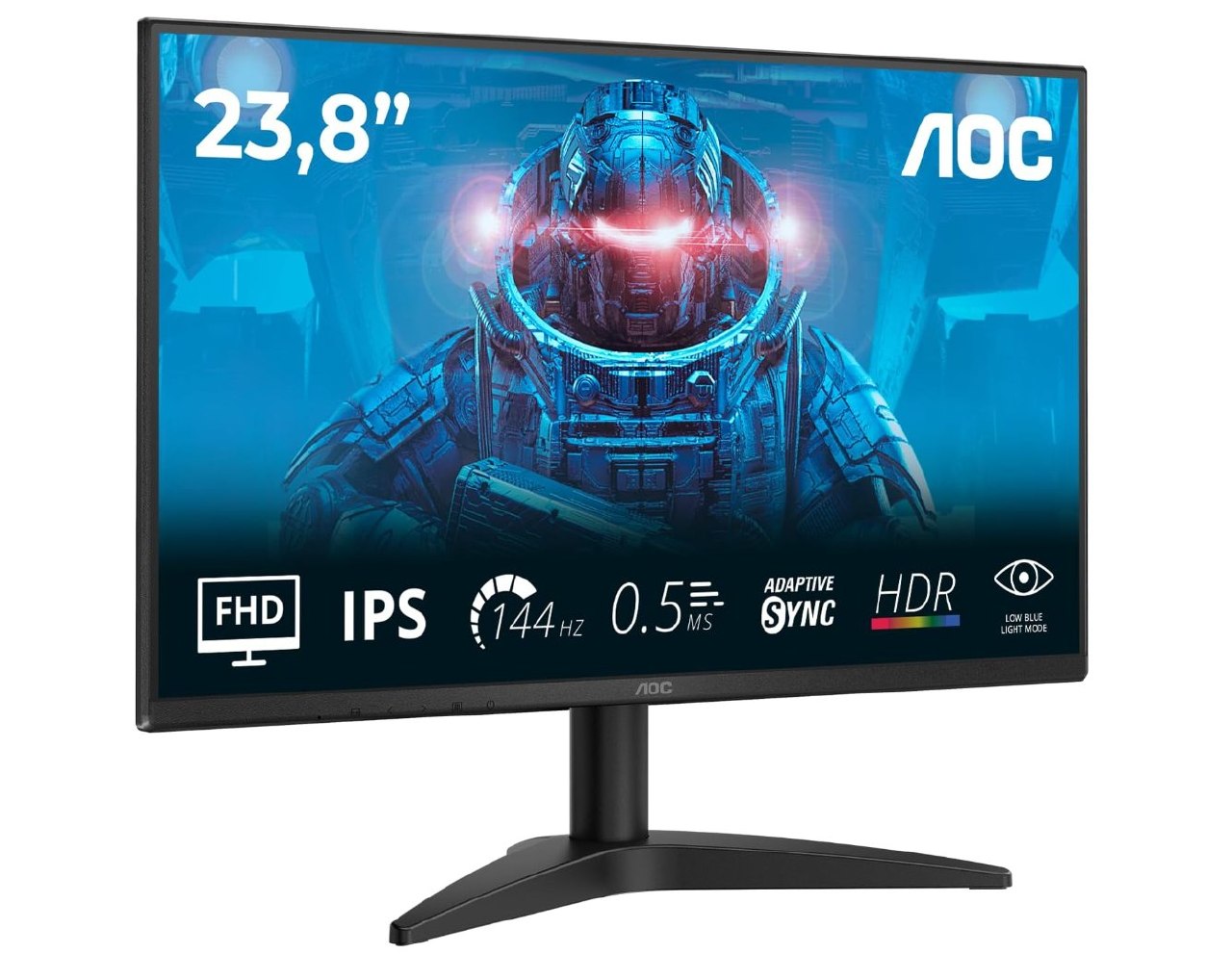 AOC 24B36X Monitor Gaming 24 Pulgadas. Panel IPS, 144Hz, 4ms GtG, HDR10. Ángulo