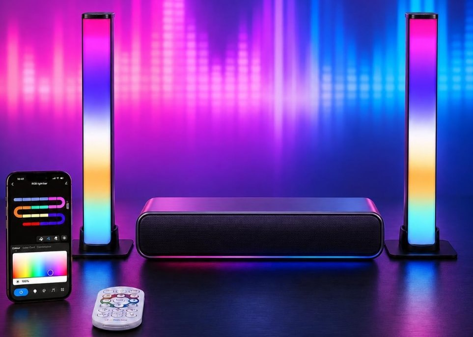 Luminexdesigns Vybe Desk Barras LED RGB 25Cm Para TV Y Gaming. Micrófono Integr