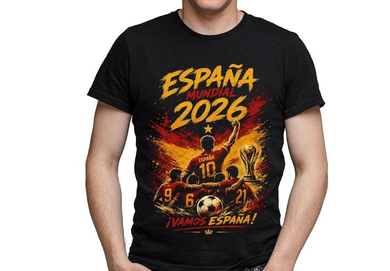 Camiseta España Mundial 2026 100% Algodón Unisex, Talla S a 5XL. 100% algodón