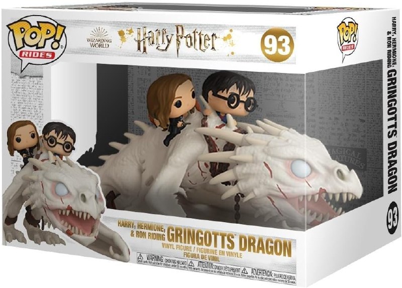 Funko Pop Ride Dragon con Harry, Ron & Hermione Harry Potter. Figura de vinilo d