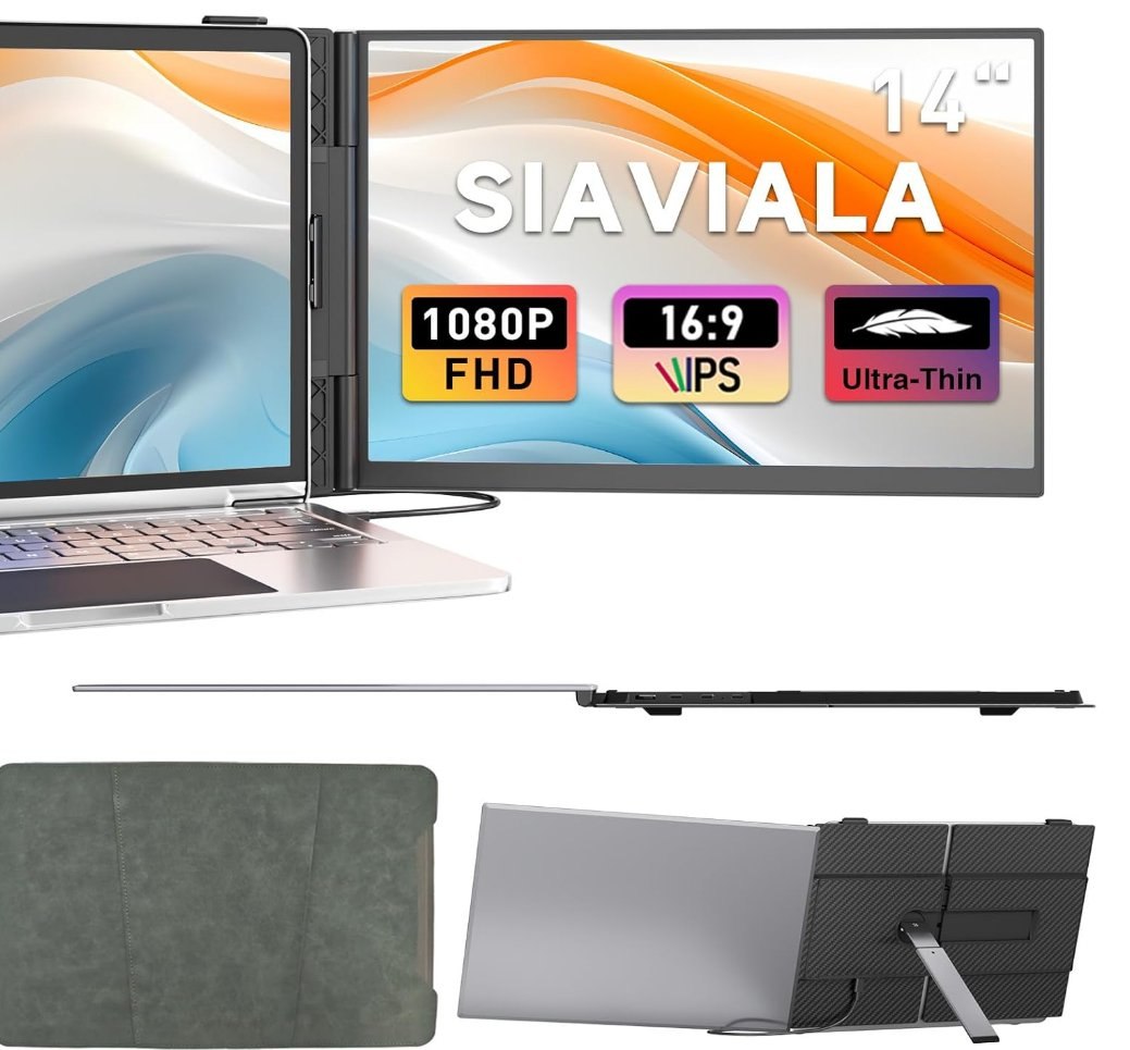 Siaviala Monitor Portátil 14" FHD Ips 1080P. 4.5 Mm De Grosor Y 0.65 Kg En Chas