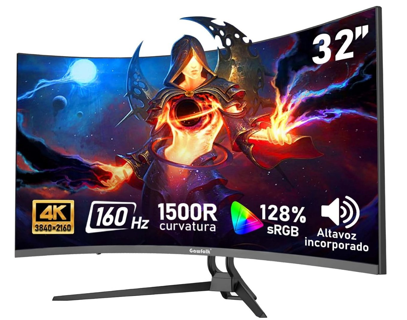 Gawfolk Monitor Curvo 32" 4K UHD 160Hz 1500R. Panel VA 4K 3840x2160, 160Hz, 1ms