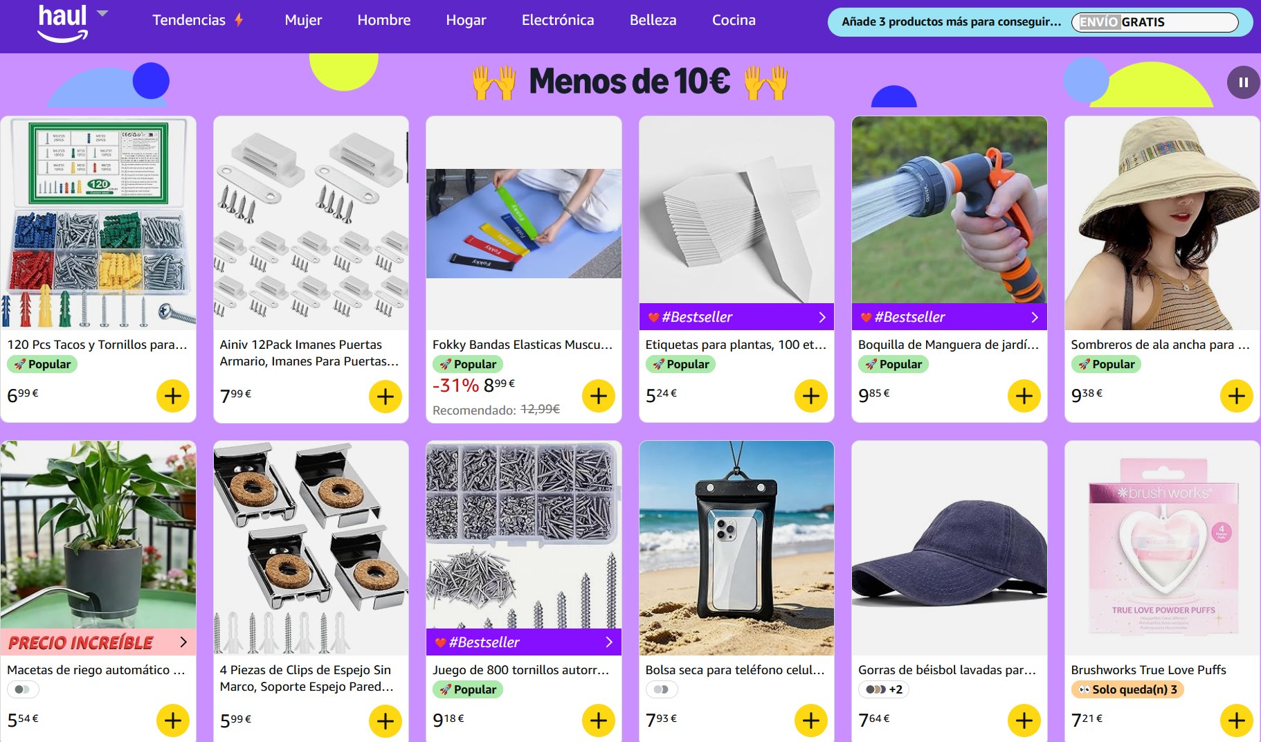 Selección Amazon Haul Todo Por Menos De 10€. Ofertas Destacadas En Amazon Hau