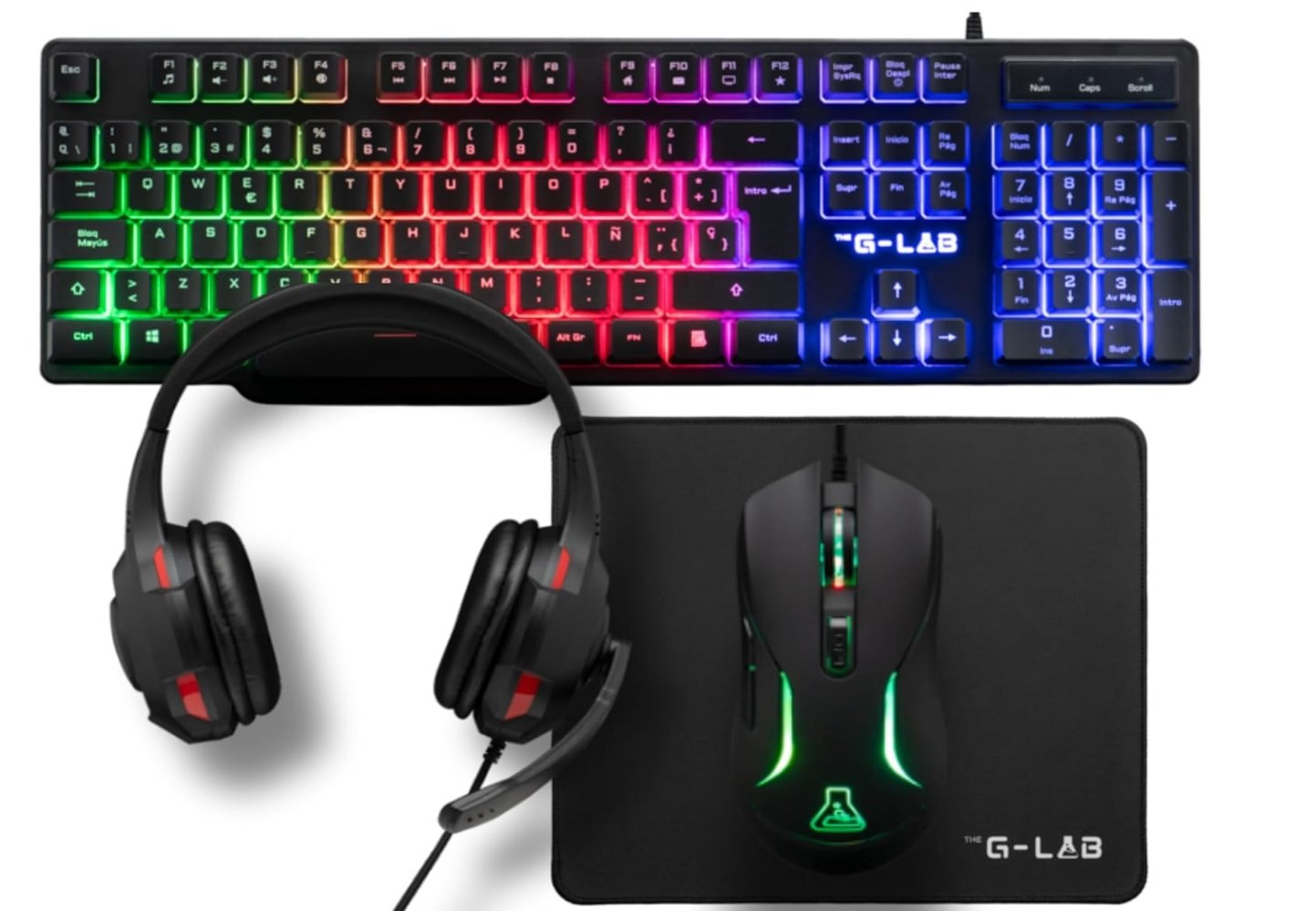 The G-Lab Combo Sulfur Pack Gaming 4 en 1. Teclado con 19 teclas anti-ghosting y
