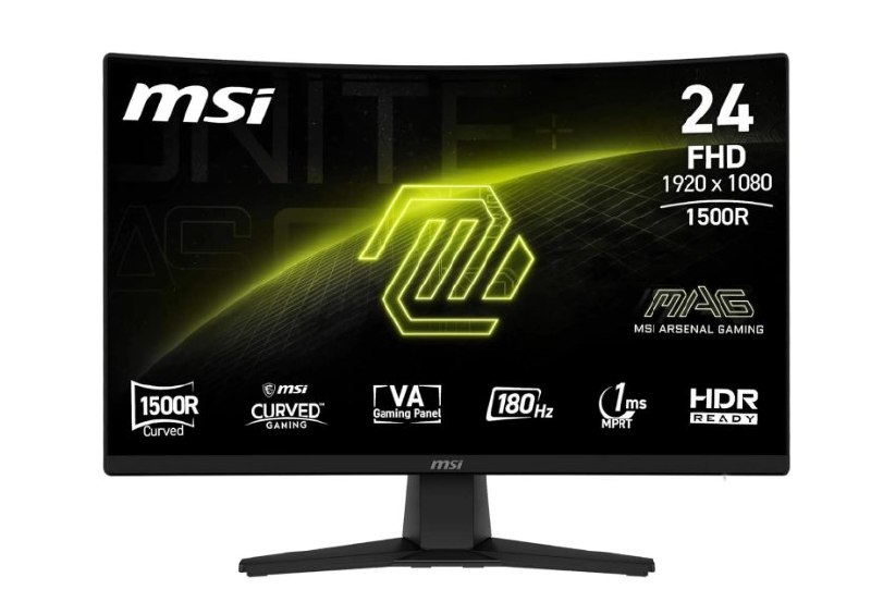 MSI Mag 242CA Monitor Gaming 24" FHD 180Hz Curvo. Panel VA curvo 1500R, 1920x108