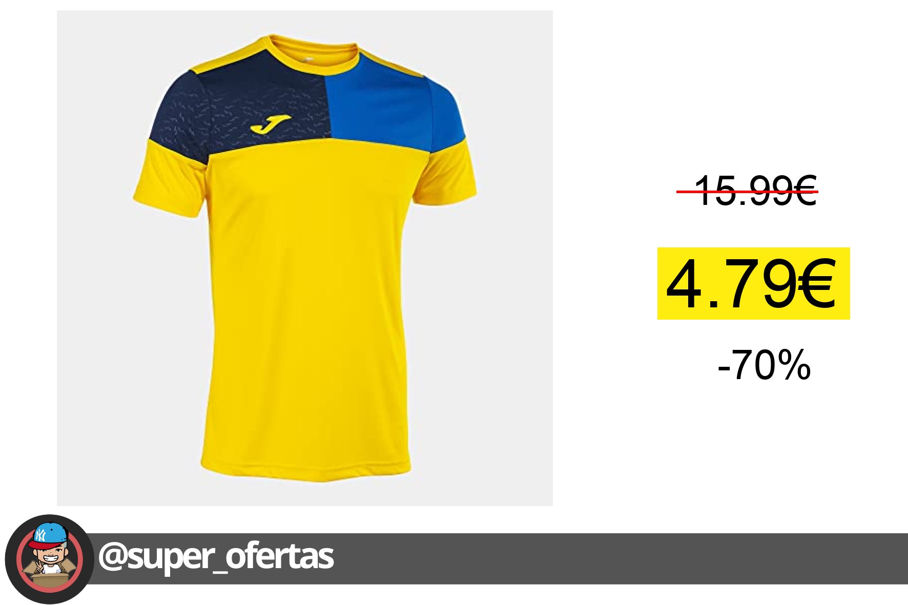 Joma Camiseta Manga Corta Crew v Amarillo Royal Marino #Joma