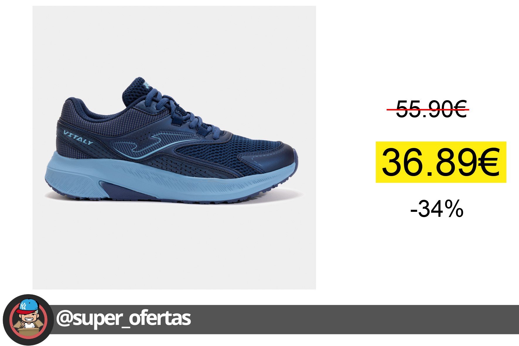 Zapatilla Running Hombre Joma Vitaly 2533 Marino Confortable #Joma