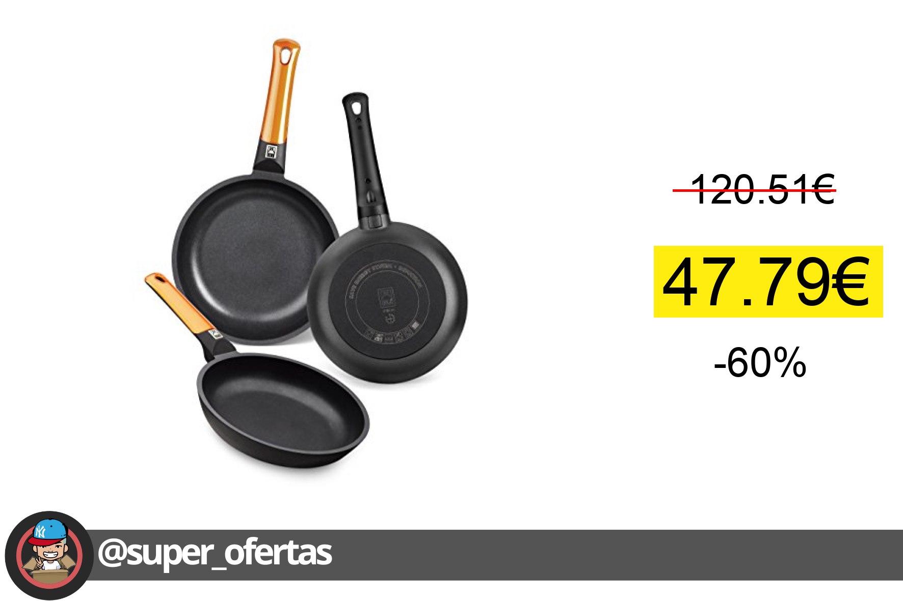 Juego de Sartenes BRA Efficient, 3 Tamaños, Aluminio Fundido