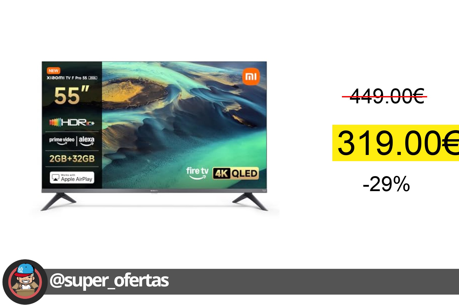 Xiaomi TV F Pro 55, 55 Pulgadas, 4K UHD QLED, Smart TV