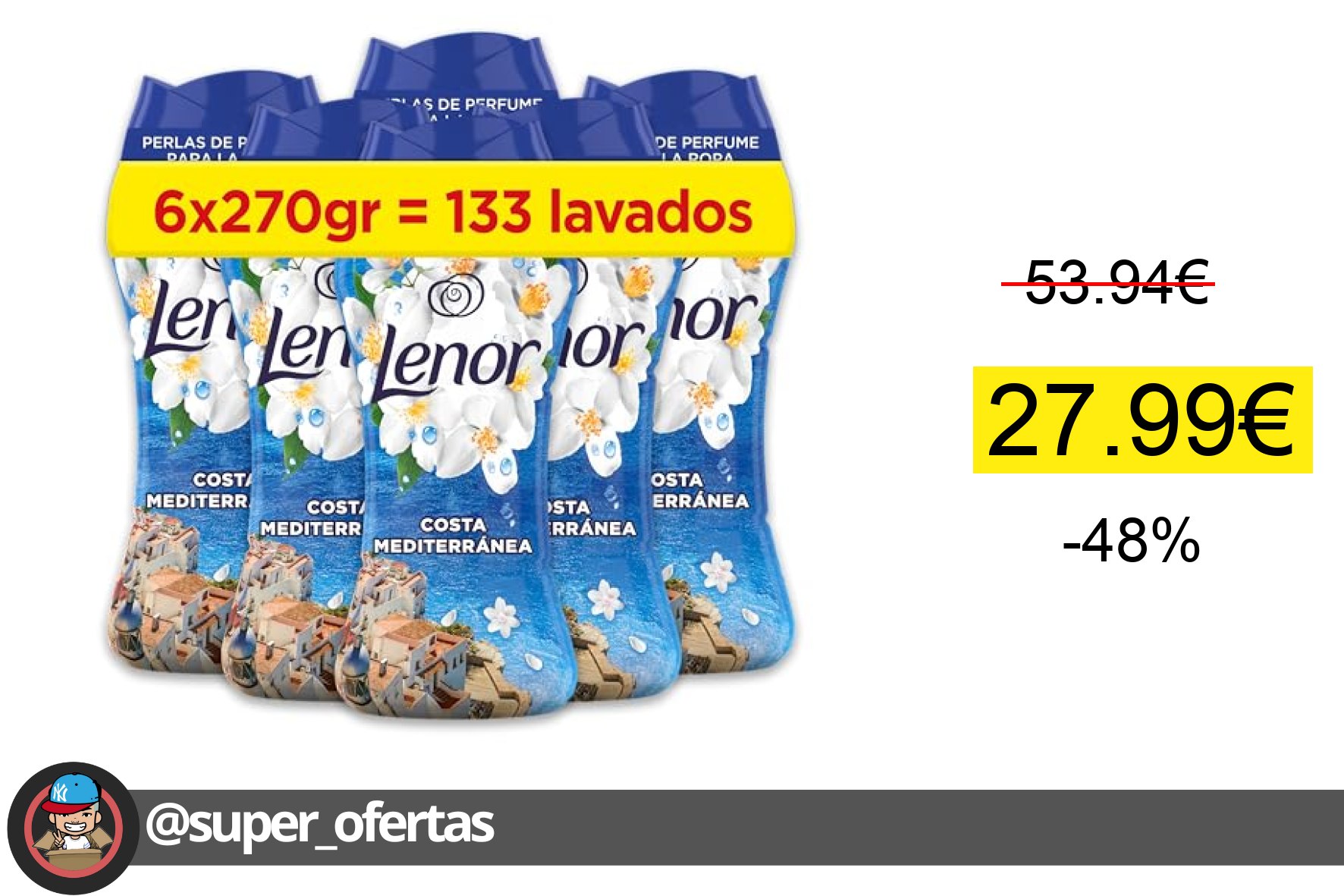 〽 Lenor Perlas De Perfume para la Ropa, 133 Lavados (6 x 270g), Brisa Marina Y Jazmín, Edició