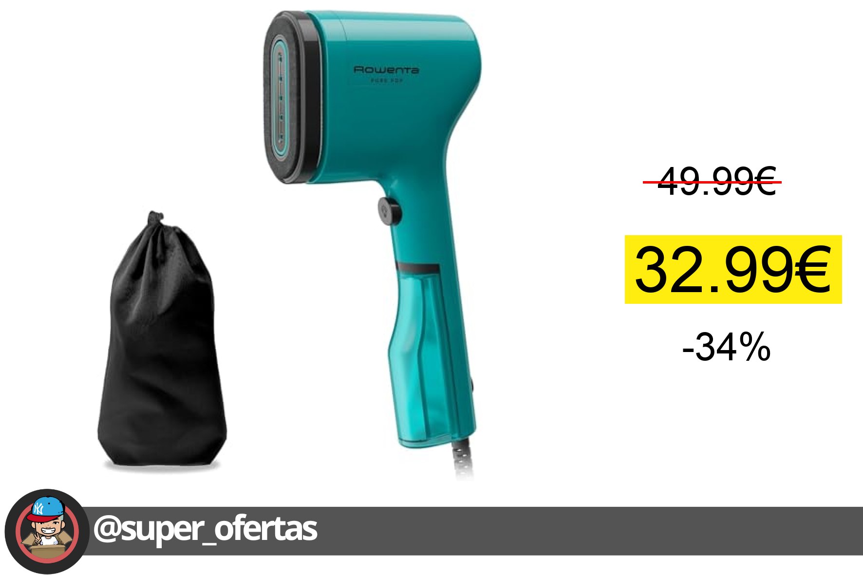 〽 Rowenta Pure Pop - Cepillo de vapor de 1300 W con salida de vapor de hasta 20 gr/min que plan