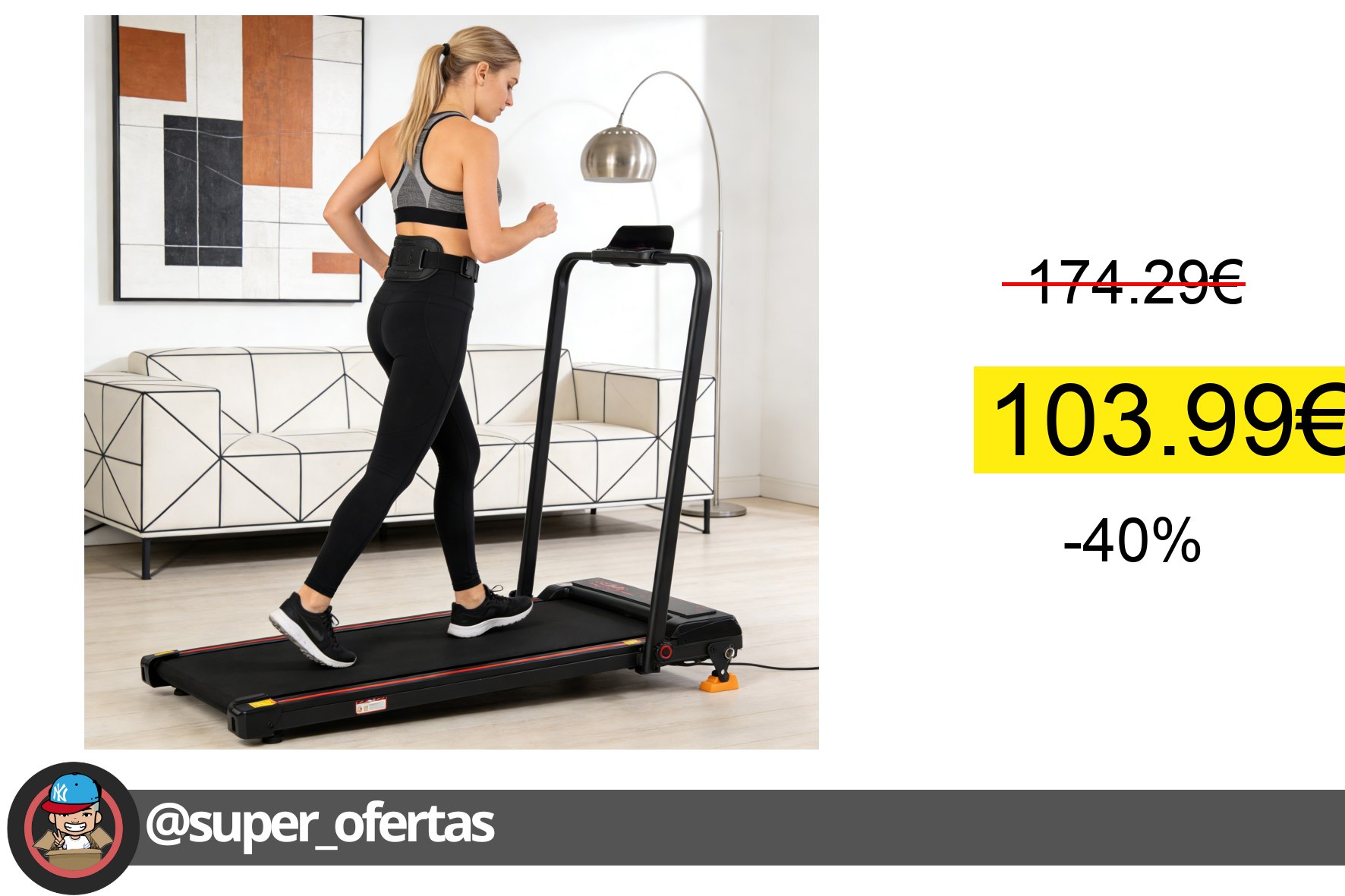 Cuponazo 〽 Cinta de Correr Plegable para Casa, 0.75HP Motor Silencioso, Velocidad