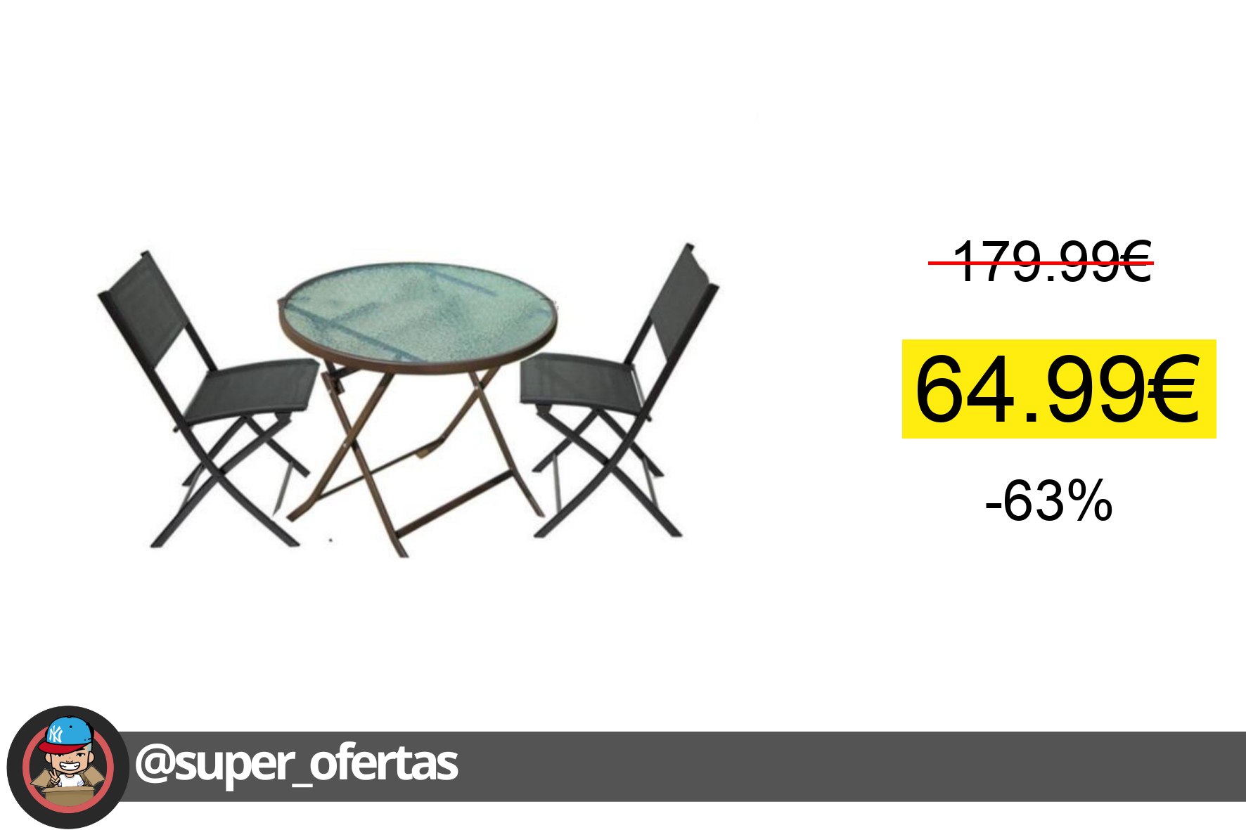 Cuponazo 〽 Mesa de Jardín Exterior o interior MAS 2 silla plegable balcón Redon
