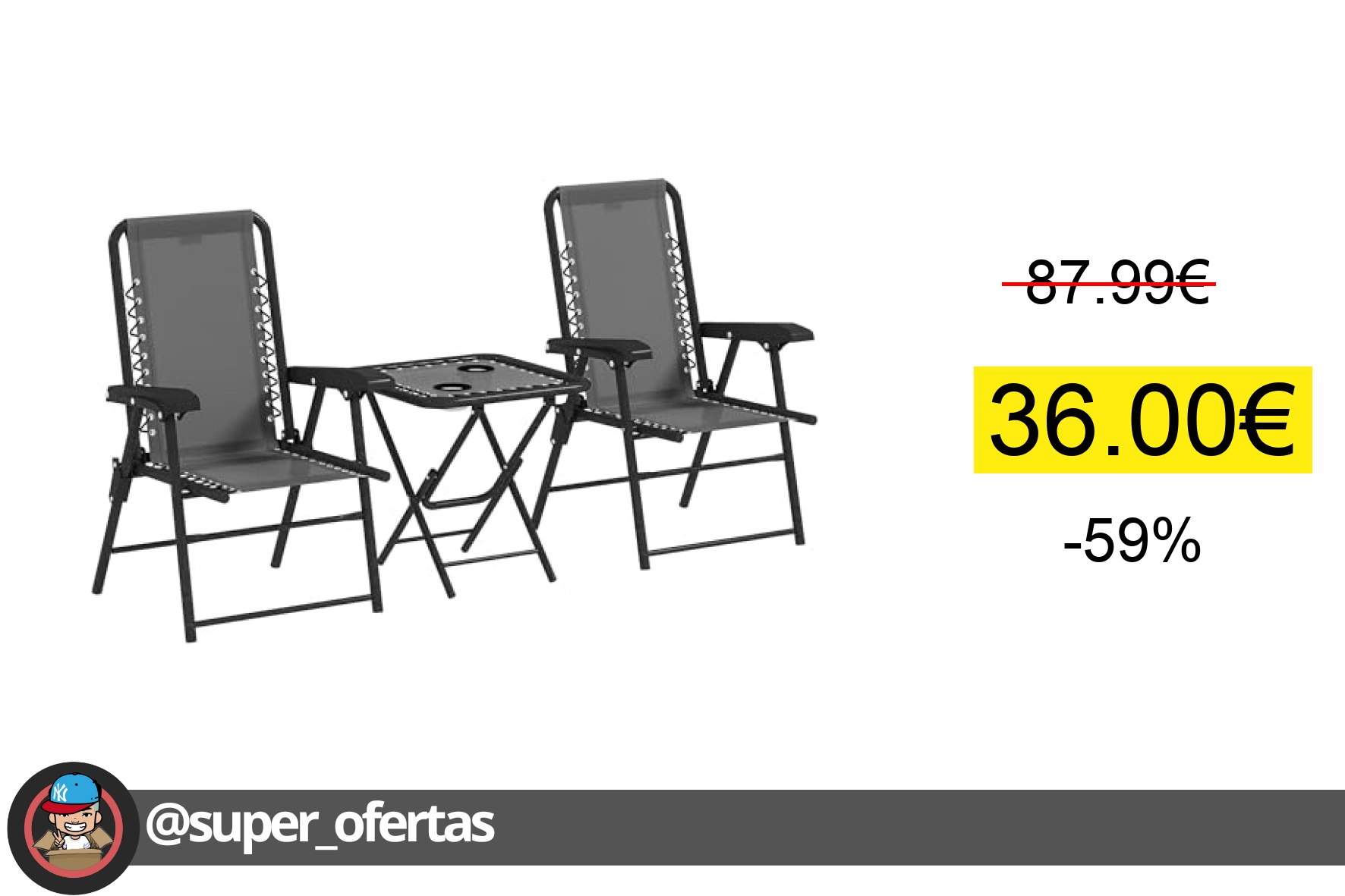Cuponazo 〽 Outsunny Conjunto de Mesa y Sillas de Terraza Exterior de 3 Piezas Mueb