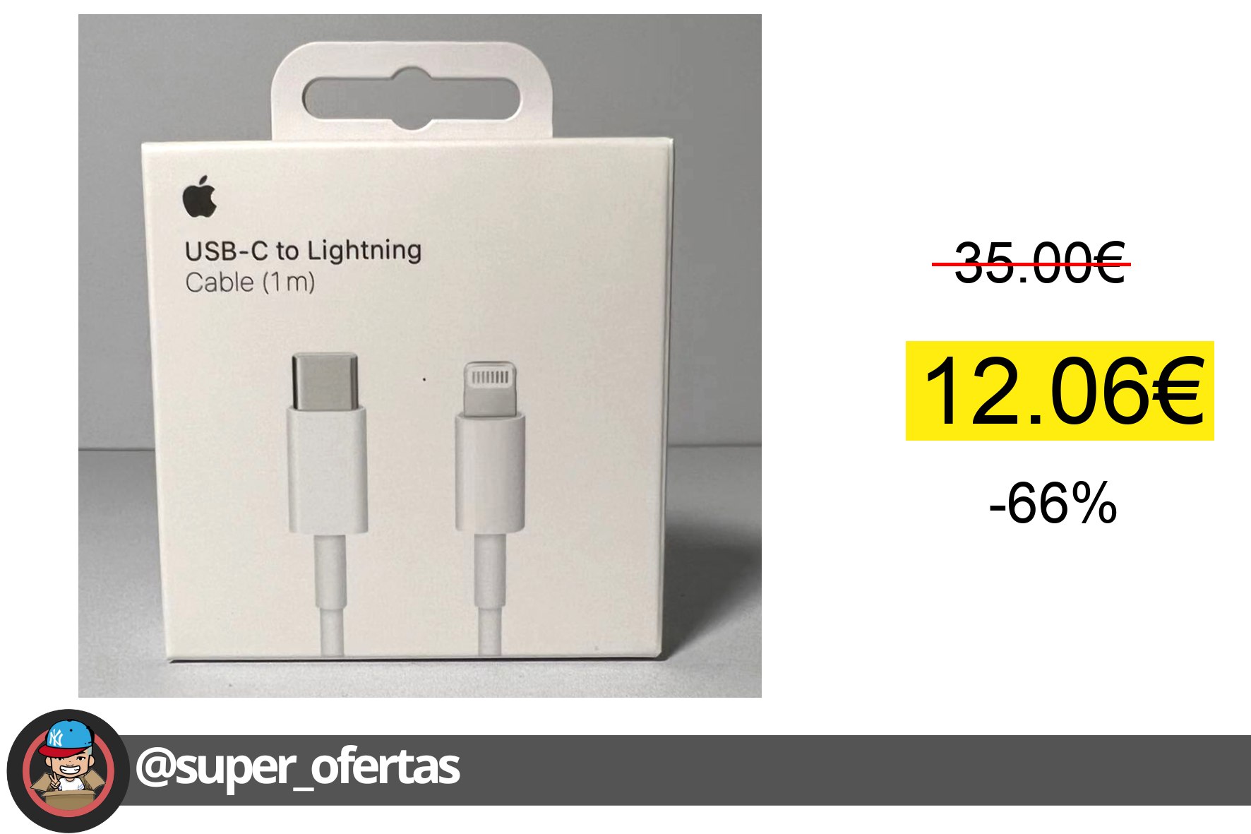 〽 Cable Original Apple USB-C a Lightning, Compatible Con Todos Los iPhone y iPad, Elige 1m o 2m