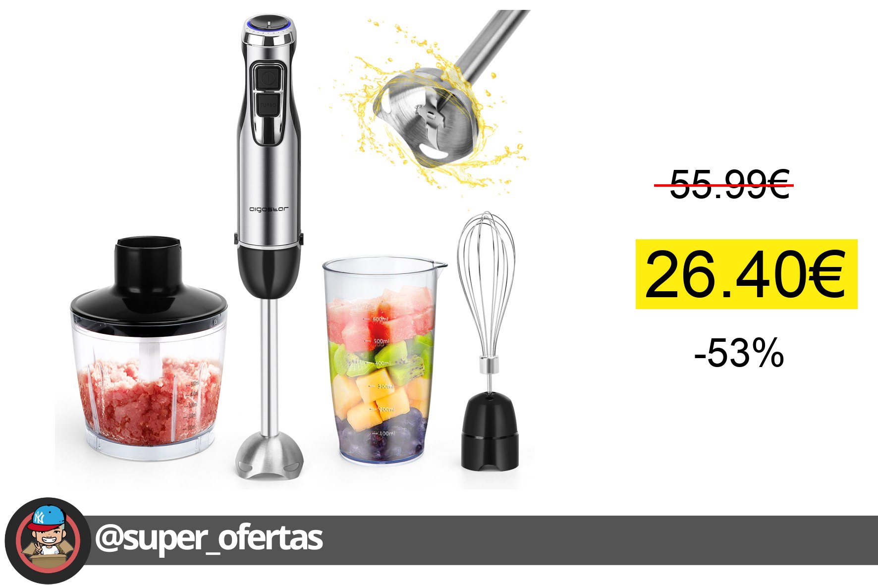 Batidora de Mano 6 Velocidades con Función Turbo