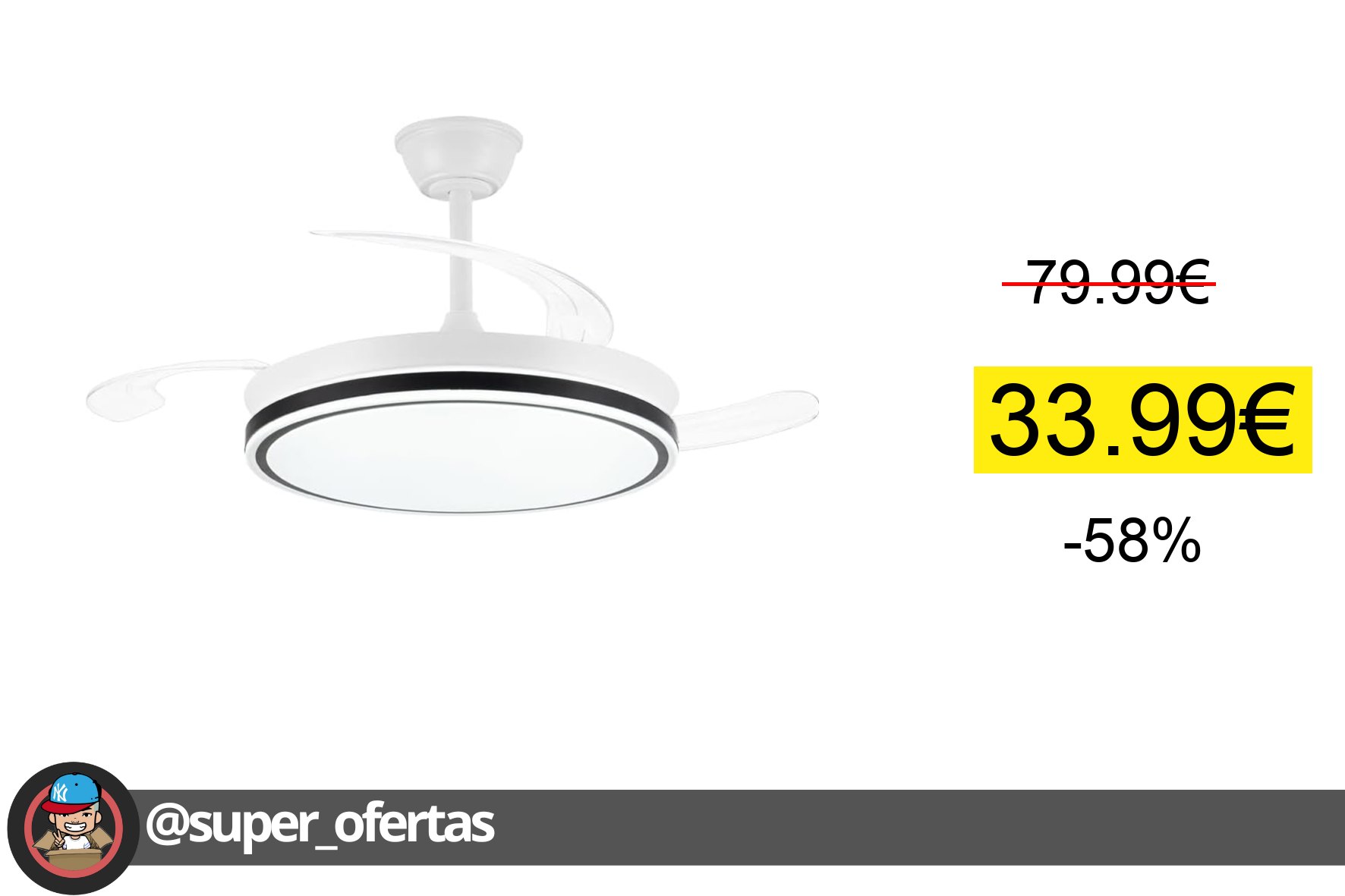 Cuponazo 🔸 Ventilador de techo con luz y control remoto