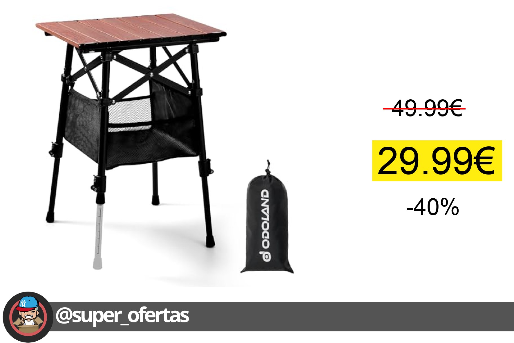 Cuponazo: Odoland Mesa de Camping Ajustable con Bolsa de Almacenamiento