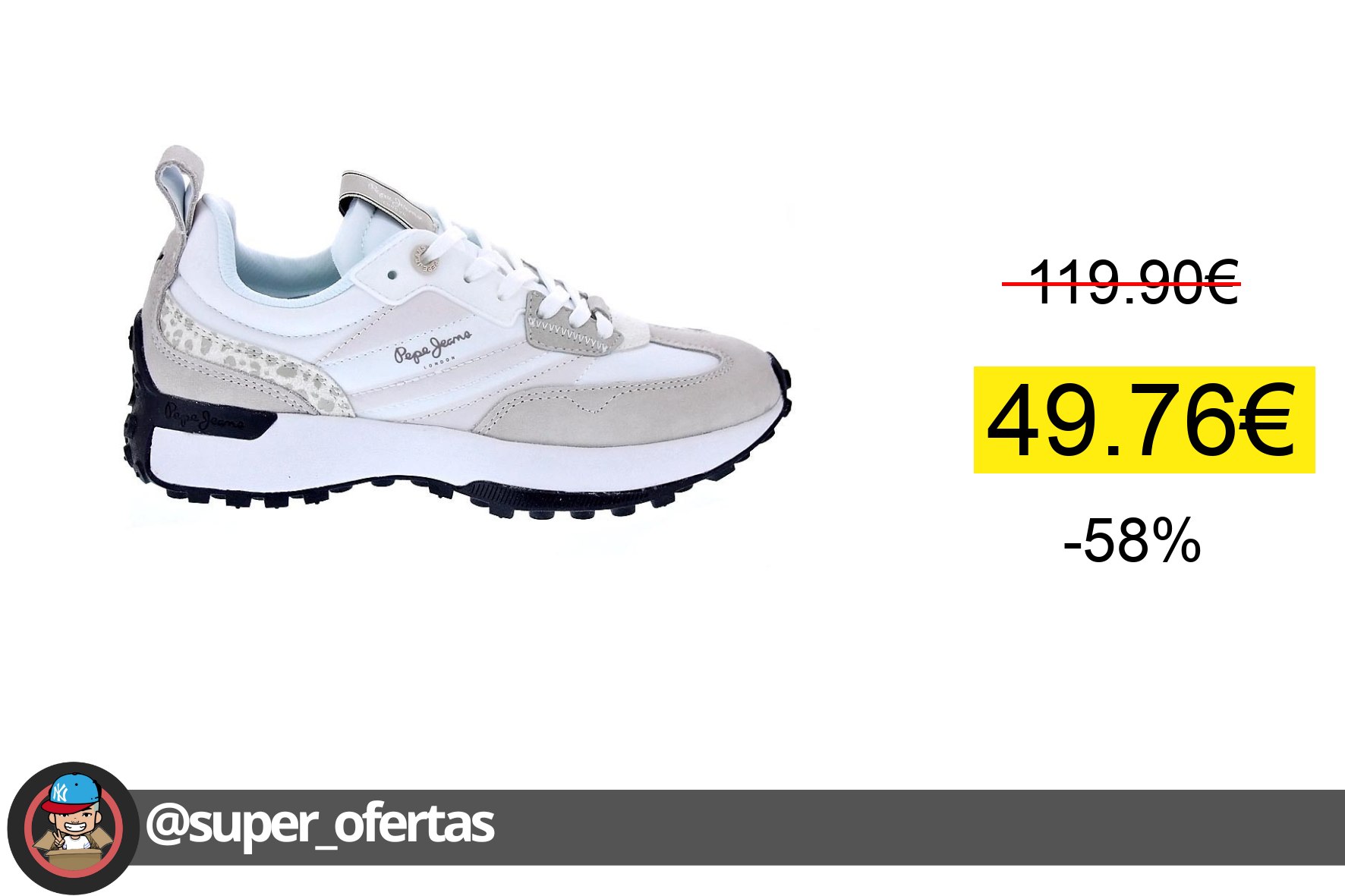 Cuponazo 〽 Pepe Jeans Mujer Zapatillas modelo Lucky Print Blanco Descubre la