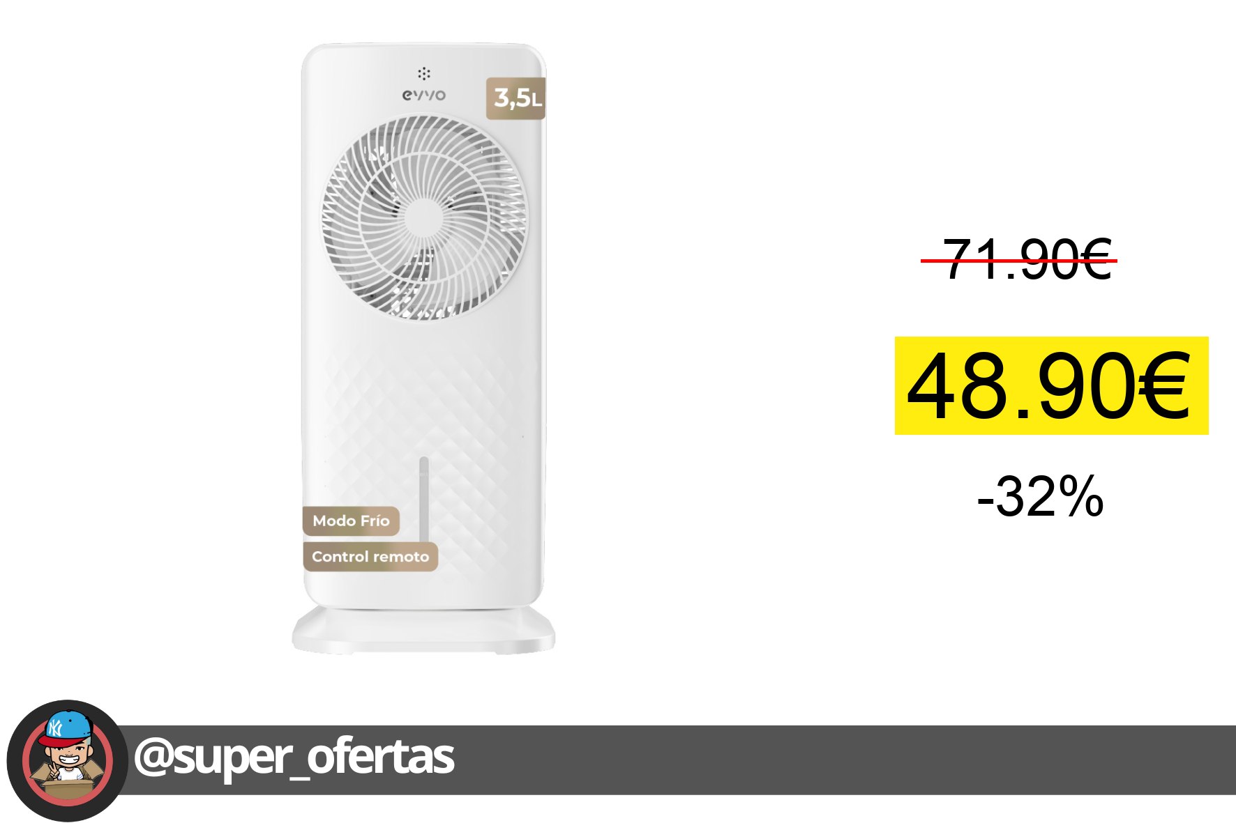Cuponazo 🔸 #Miravia Climatizador Evaporativo EVVO AC750