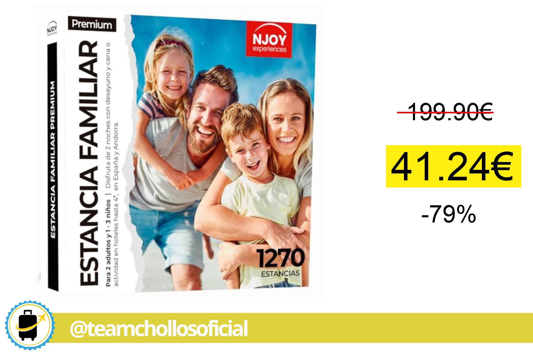 〽 NJOY Experiences - Caja Regalo - Estancia Familiar Premium - Idea de Regalo - Estancia Famili